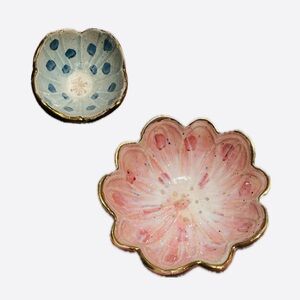 Anthropologie Ceramic Floral Dishes | Jewelry Dish | Trinket Dish